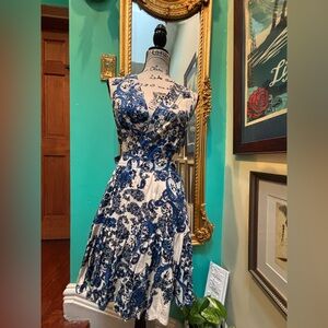 Christian Lacroix Blue and White V-Neck Sundress